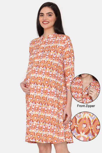 Buy Coucou Maternity Woven Mid Length Loungewear Dress - Orange Popsicle